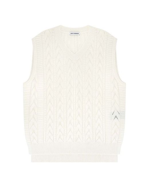 pieceworker Punching Cable Knit Vest Ivory