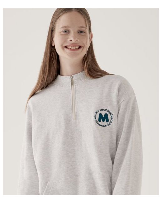 matchglobe Half Neck Zip-Up Sweatshirt Melange