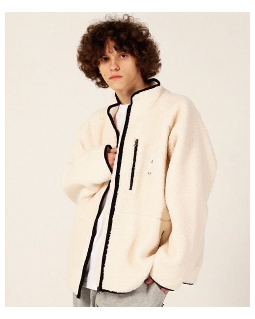 respect sunny fleece zip-up jacket ivory