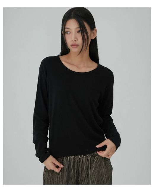 acover You-neck Loose Fit Long Sleeve T-shirt