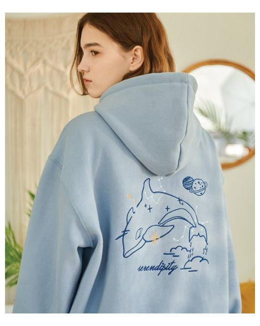 compagno Fleece Lined Serendipity Embroidered Hoodie Sky