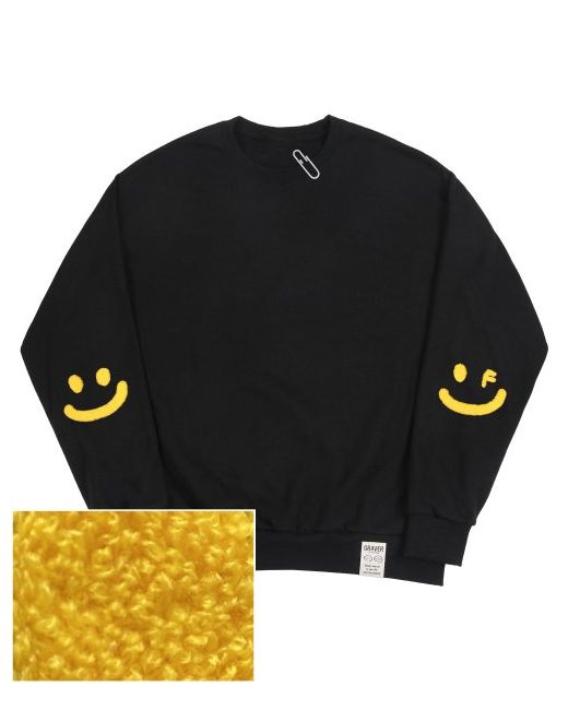 graver Elbow Bookl Embroidered Smile Drawing Clip Sweatshirtblack