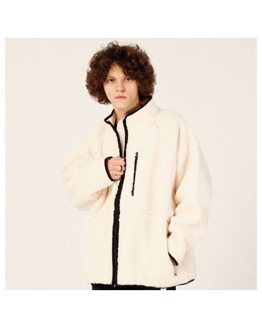 respect heavy fleece zip-up jacket ivory