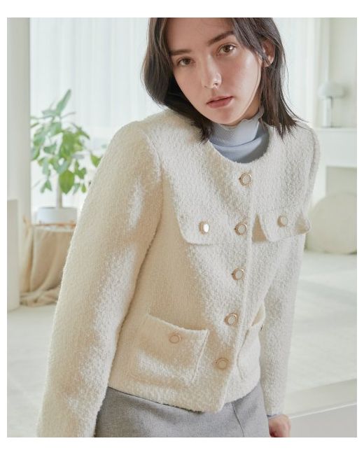 bibyseob Tweed wool jacket ivory T34