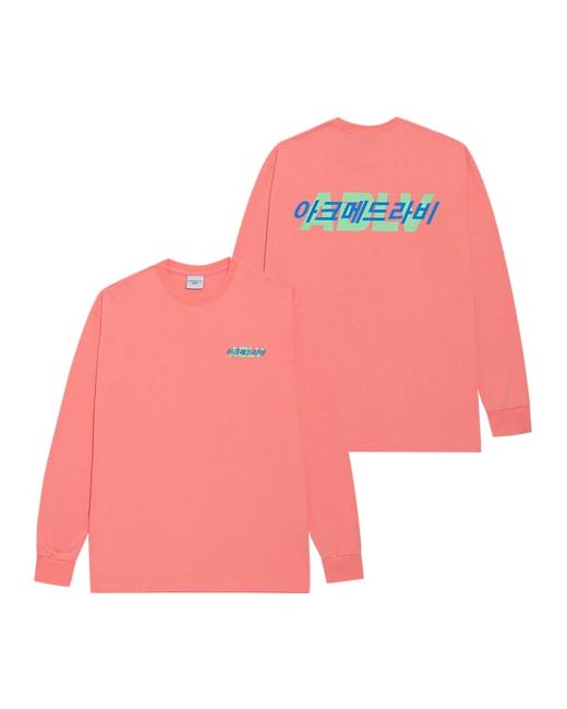 acmedelavie Adlv Hangul Logo Long Sleeve T-Shirt Coral