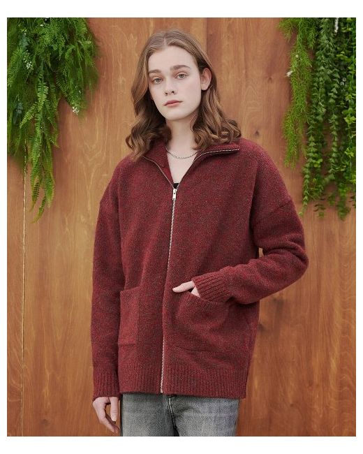 blond9 Wool Boucle Full Zip-Up Cardiganred Bean