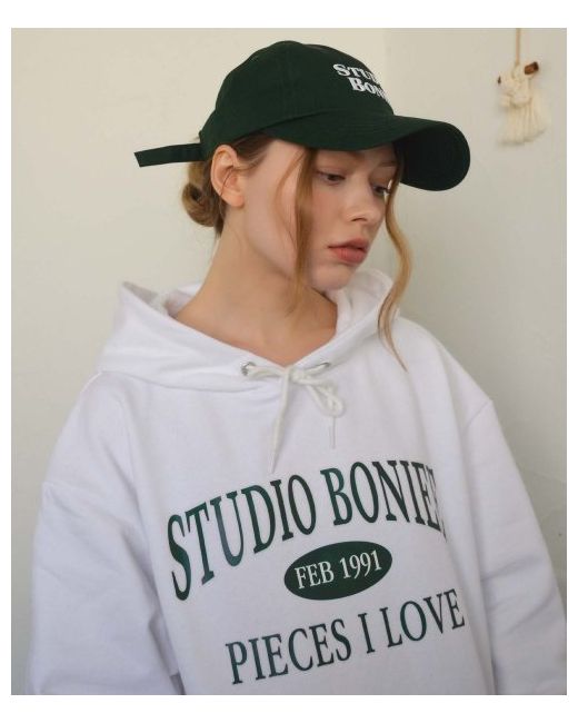 boniee Raising Selection Arch Typo Logo Over Hooded T-shirt