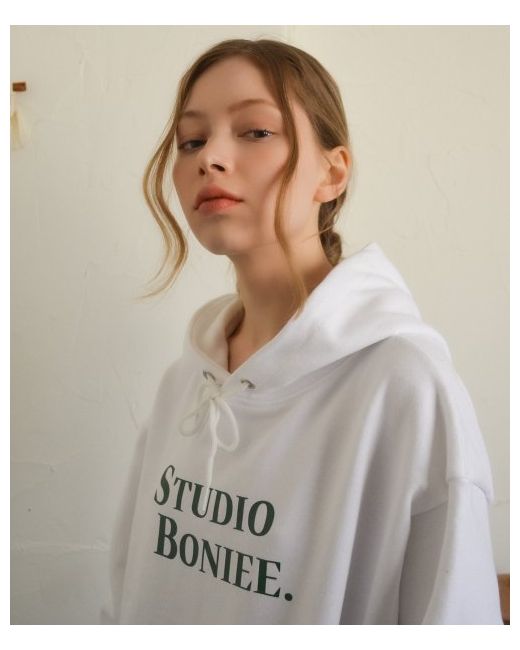 boniee Raised Selection Logo Typo Over Hooded T-shirt