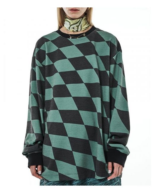 mmic Waffle Fabric Checkerboard Overfit Long Sleeve T-shirt