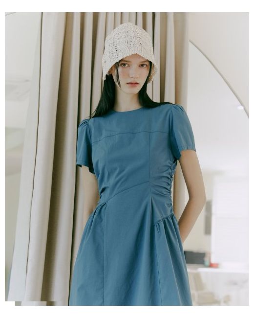 etmon Side Shirring Dress Blue