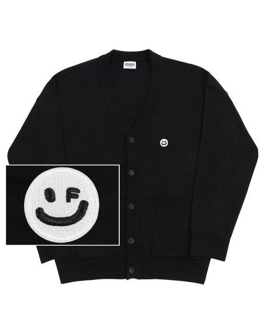 graver Small Dot Drawing Smile Embroidered Knit Cardiganblack