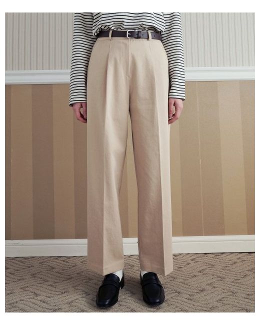 Loeil Pintuck semi-wide cotton pants