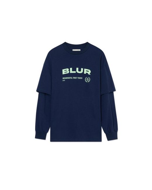 blur Layered Long Sleeve T Shirt Navy