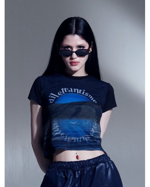 dilettantisme moon graphic cropped T-shirt