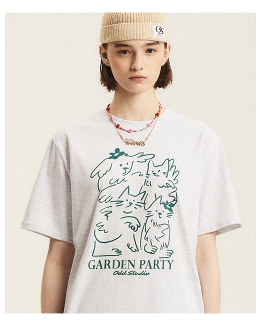oddstudio Garden Party Drawing T-shirt MELANGE