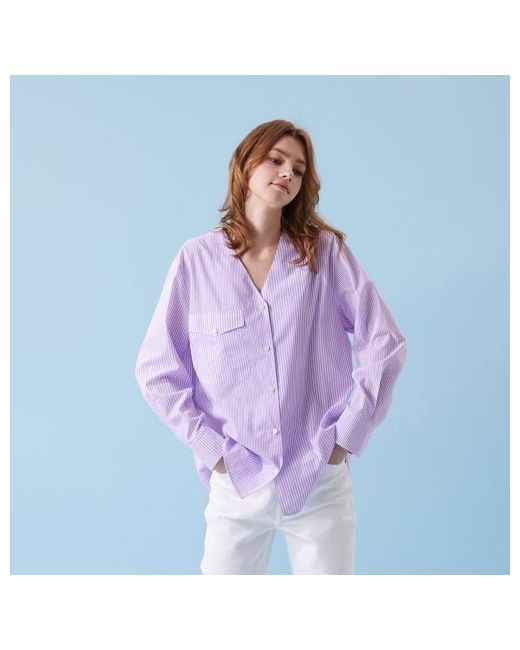 voyonn V-neck stripe combination cotton shirt 035