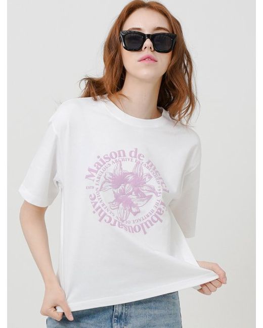 fabulousarchive Lelith Embo Crop Tee White Violet FCC2TS387W