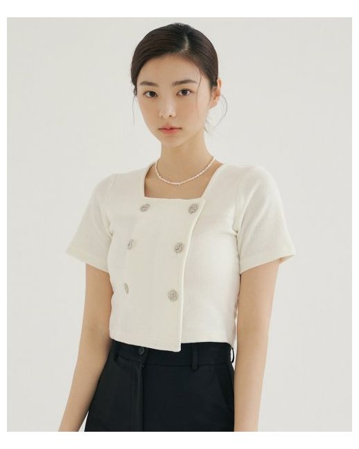 reorg Rcp Double Button Crop T-Shirts Cream