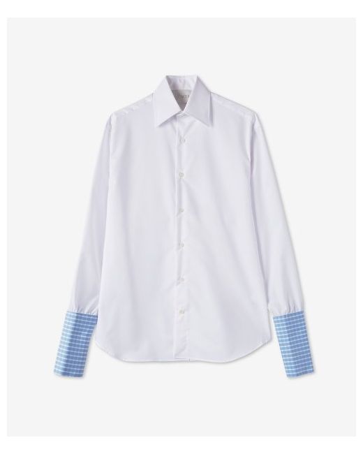 Woera Signature Button Up Gingham Cuff Shirt White N1001WHBL