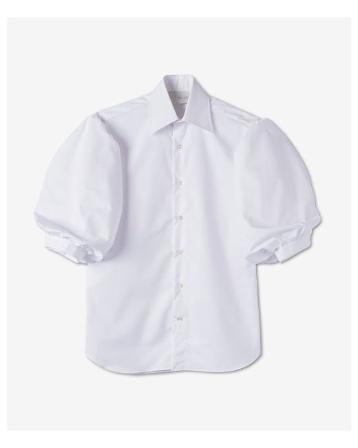 Woera Puff Sleeve Button Up Poplin Shirt N1017WH