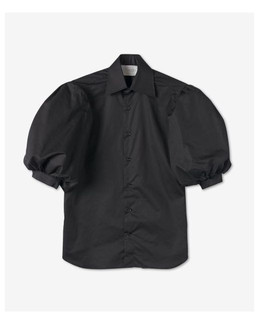 Woera Puff Sleeve Button Up Poplin Shirt N1017BK