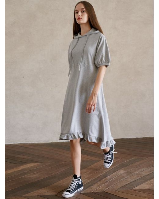 avantg Short Sleeve Hooded Frill Dress