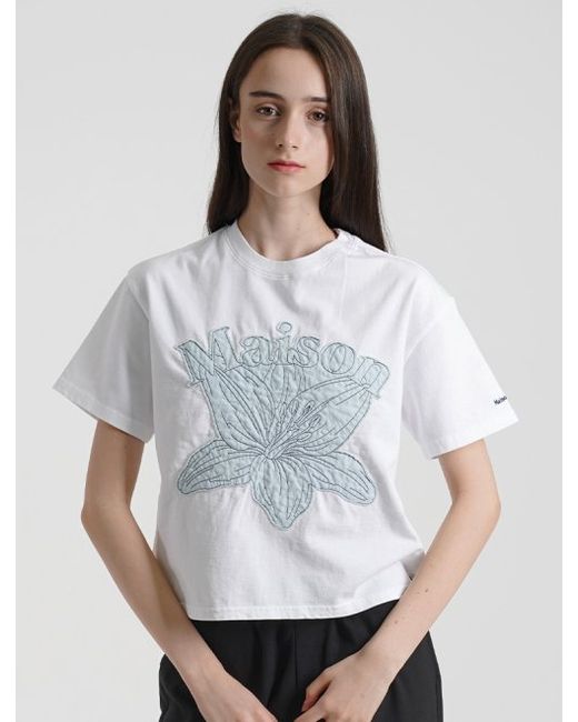 fabulousarchive Leisure Embroidery Relax Crop Tee White FCC2TS431W