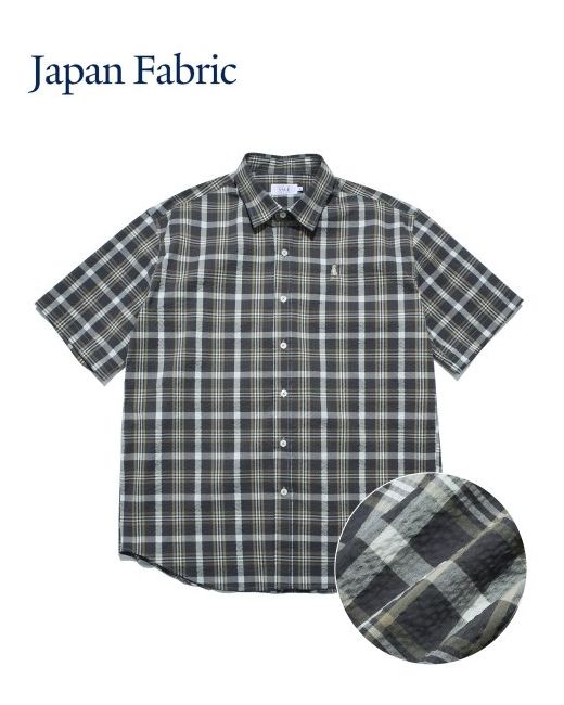 Yale Japan Fabric Seersucker Check Ss Shirt