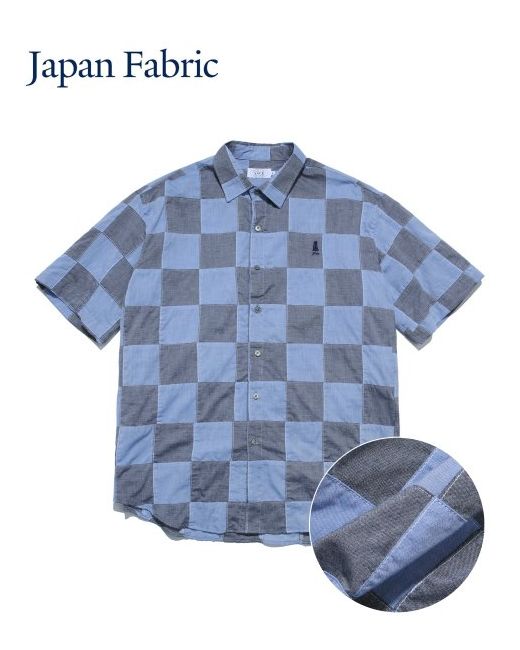 Yale Japan Fabric Cotton Patch Work Ss Shirt Check