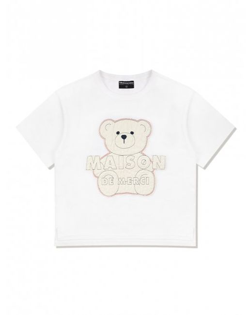 fabulousarchive Jelly Bear Friends Patch Crop T-shirt White Cream FCC2TS433W