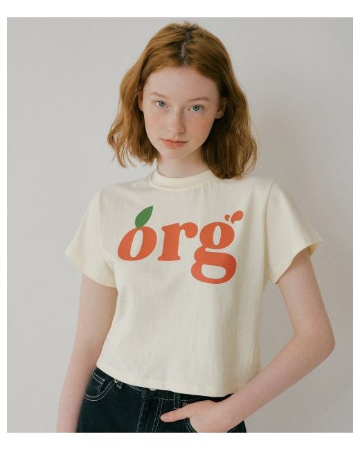 reorg Org Crop Printing T-Shirts Ivory