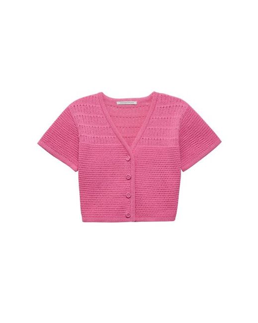 instantfunk Short Sleeve Cropped Knit Sweater Cardigan