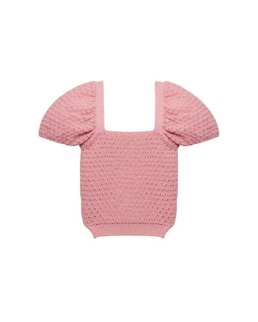 instantfunk Square Neck Puff Cropped Knit Sweater