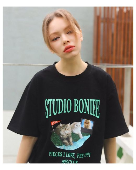 boniee Persian Chinchilla Cat Collage Graphic Loose T-Shirt