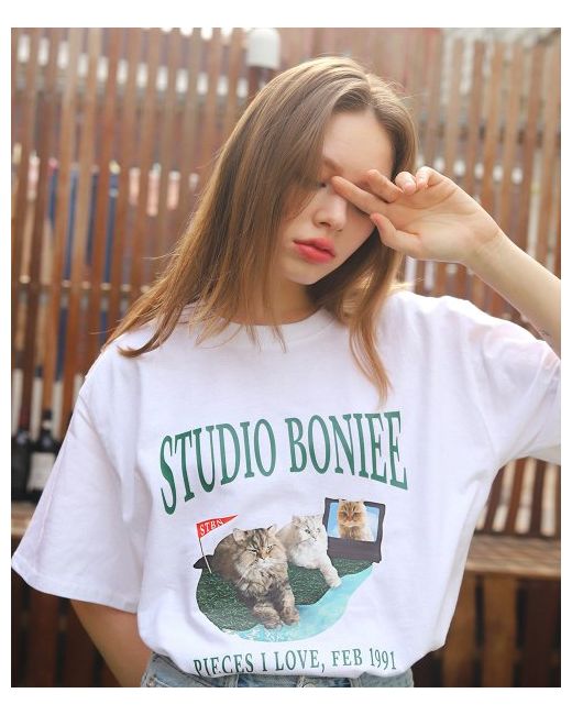 boniee Persian Chinchilla Cat Collage Graphic Loose T-Shirt