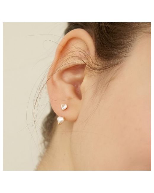 tatiana 925 Pearl Cubic Heart Ear Jacket EarringsEC1729