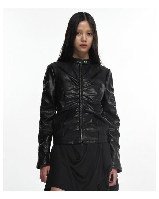 nache Shirring Leather Jacket