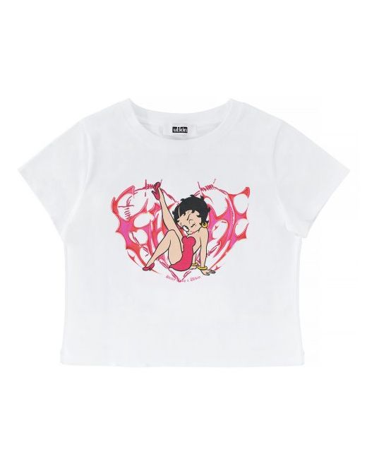 cornell Ulkin X Betty Boop Love Power Semi-crop Short Sleeve T-shirtWhite