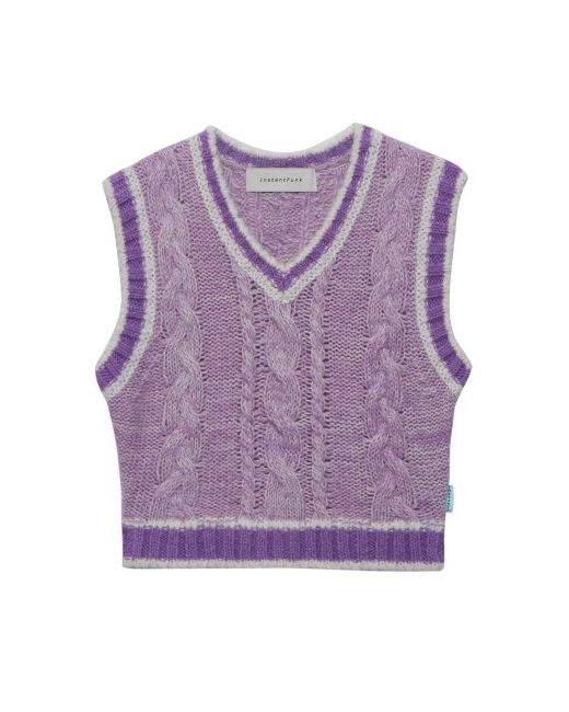 instantfunk Wool Cable Knit Sweater Crop Vest Lavender