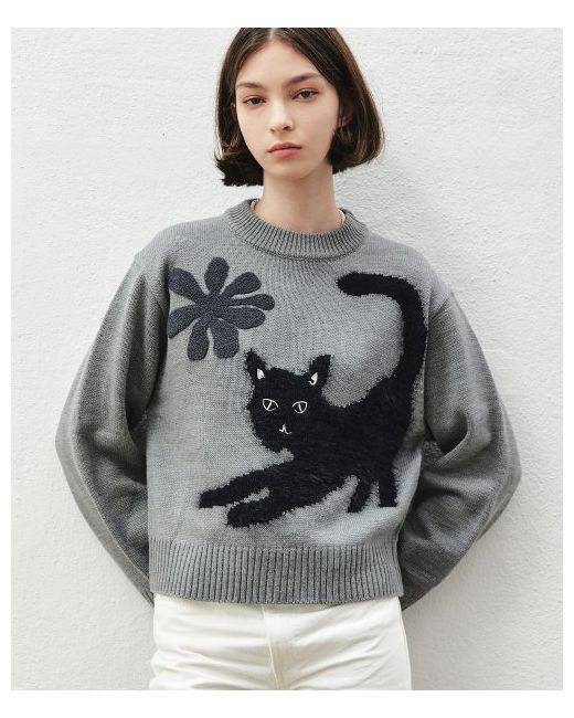 fallett Nero Flower Knit Sweater Gray