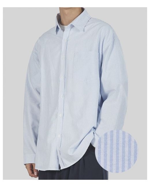 goodlifeworks Oversized Oxford One Pocket Striped Shirt Sky
