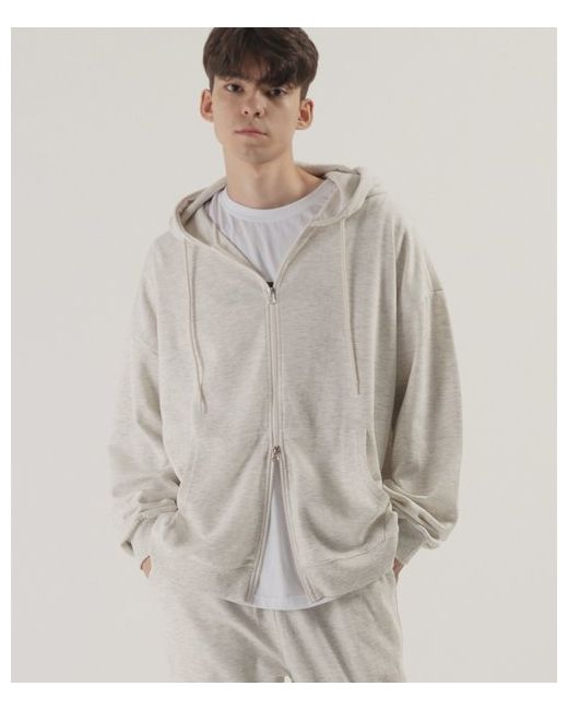 pianer Essential overfit two-way hooded zip-up oatmeal
