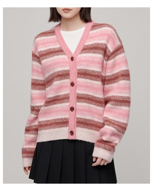 musinsastandard Multi Stripe Hairy Cardigan Pink
