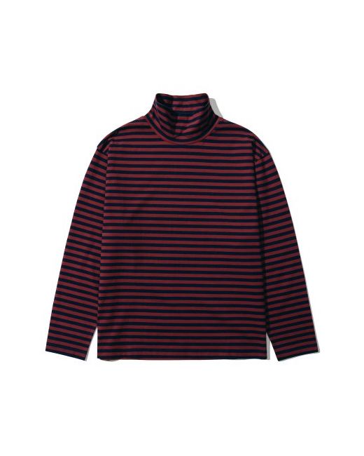 5252byoioi Stripe Turtleneck Long Sleeve T-Shirt Burgundy