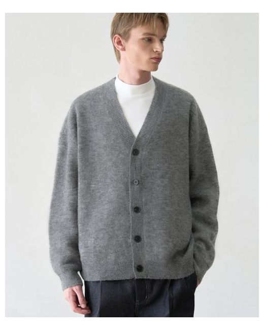 drawfit Oversized Mohair Knit Sweater Cardigan M. GREY