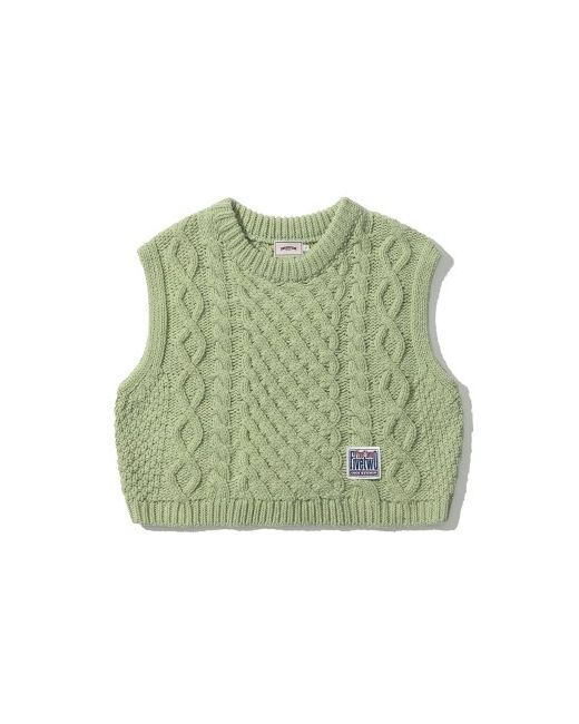 5252byoioi Mixed Cable Crop Knit Vest Olive