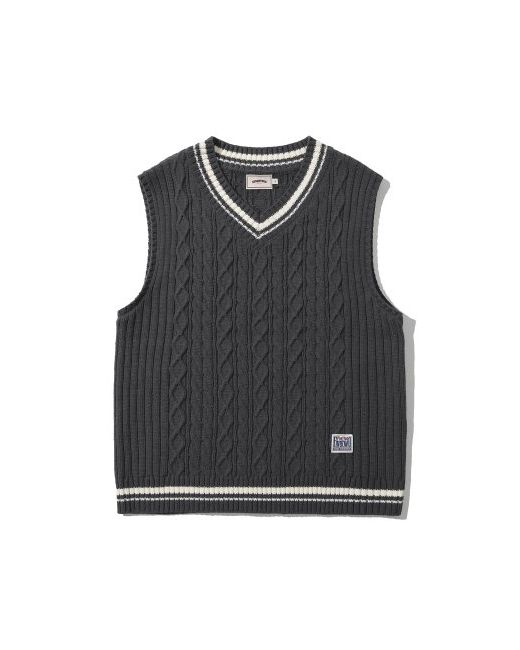 5252byoioi Mixed Cable Knit Vest Charcoal