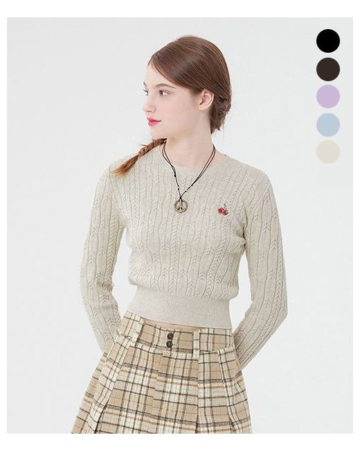 kirsh small cherry cable crop Knit Sweater