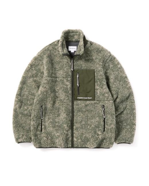 thisisneverthat FW22 SP Sherpa Fleece Jacket Olive