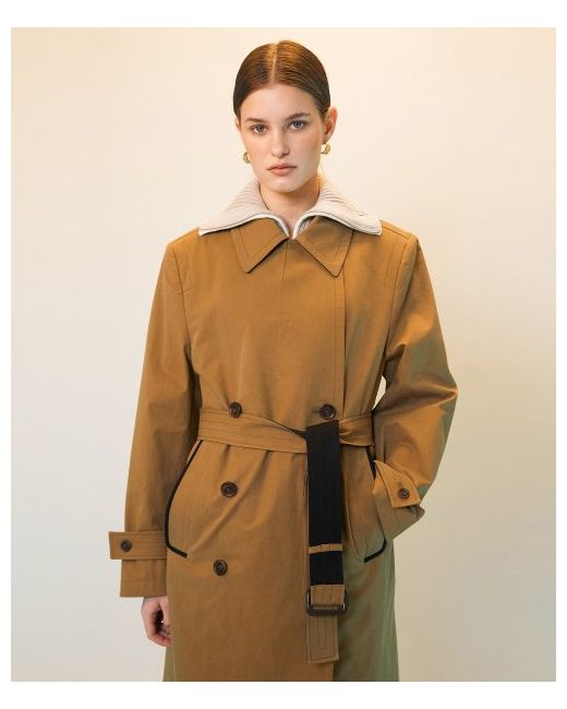 enor Belted Double Trench Coat Camel